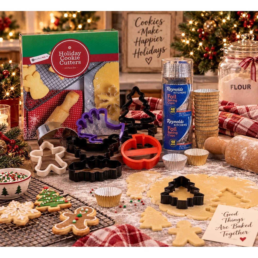 Baking Lot StarPack Holiday Cookie Cutters Reynolds Foil Mini Baking Cups 96ct